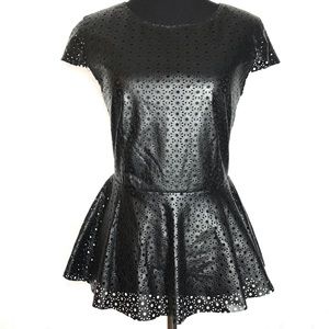 Black Mimi Chica Lasercut Peplum Top
